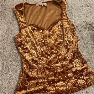 Golden Floral Velvet Blouse